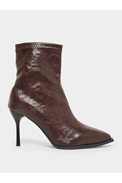 Take Two By Styli Women Burgundy Leather Ankle Boots