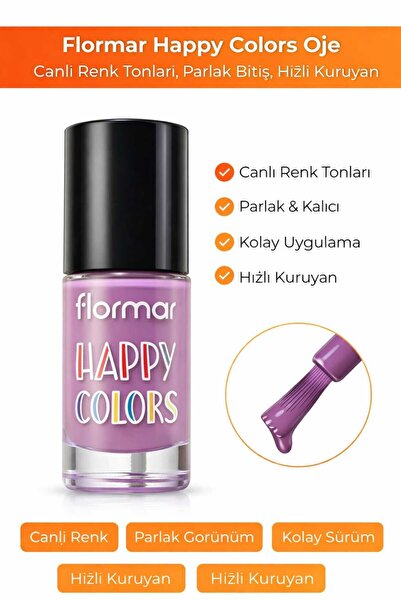 Flormar Happy Colors Hc 468 Pony Tale Yüksek Pigment Parlak Bitişli Oje