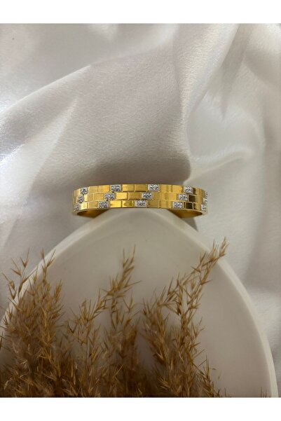 stainless steell سوار أصفاد من الفولاذ بتفاصيل حجر الزركون