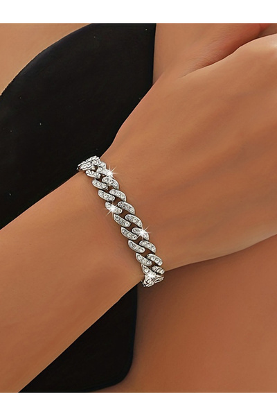 Take Two By Styli سوار سلسلة كوبية مزين بالفضة