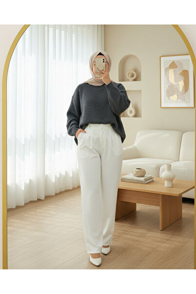 Modamorfo Round Neck Casual Knitwear Sweater - Smoked