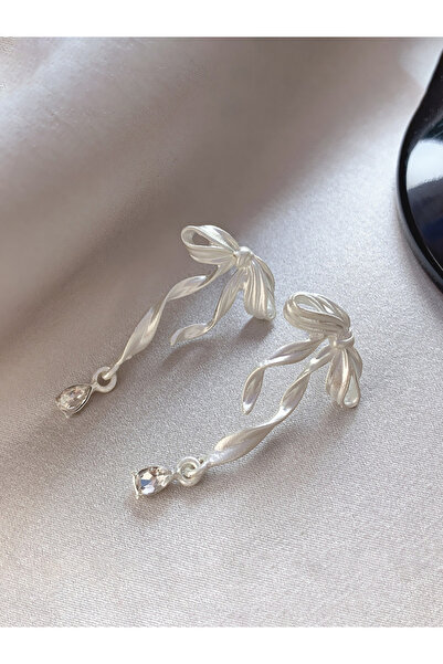 Take Two By Styli Textured Bow Drop Earrings