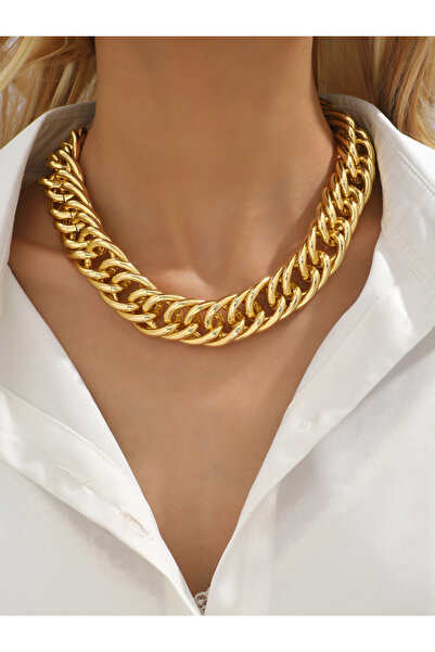 Take Two By Styli Gold Chunky Chain Link Necklace
