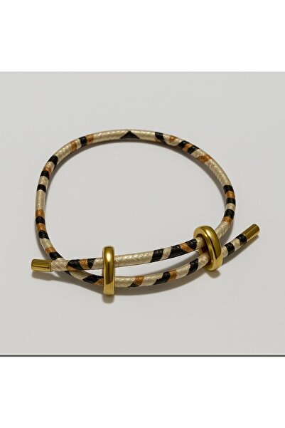 MY UKA Jewelry Çelik Detaylı Örme İp Bileklik
