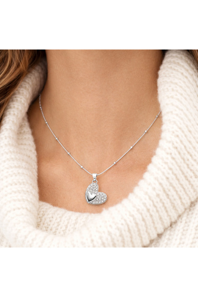 Bittox قلادة نسائية بسلسلة فضية بتصميم قلب - نماذج قلوب متنوعة