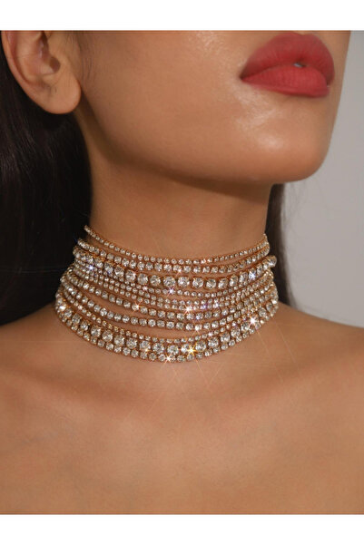 Take Two By Styli Gold Crystal Choker Necklace
