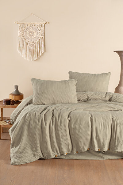 First Choice Henna %100 Pamuk Nevresim + 3 Kat Müslin Çarşaflı Çift Kişilik N...