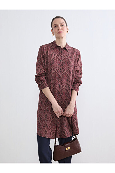 LC Waikiki Burgundy Patterned Women's Shirt Tunic