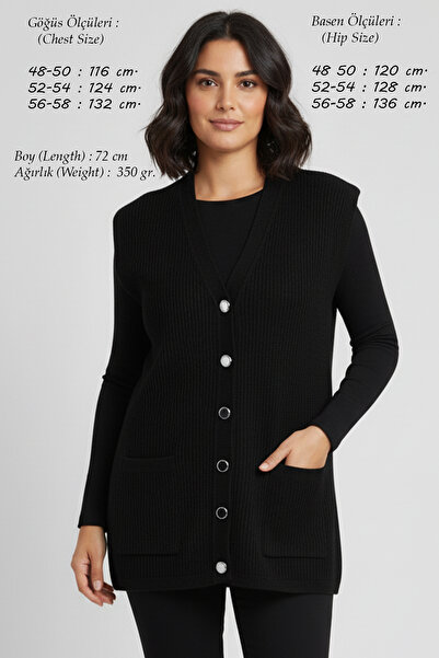 Elvin Knitwear Large Size Steel Knit Women's Corded Fabric Mother Black Vest