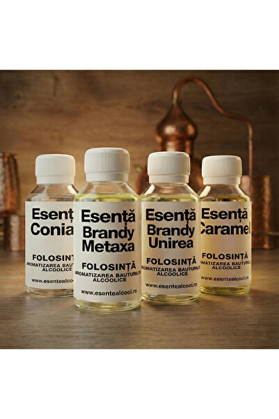 Spicehub Set of 4 essences for cognac and aromatic drinks: Cognac, Mediterranean, Unirea and Caramel, 400 ml