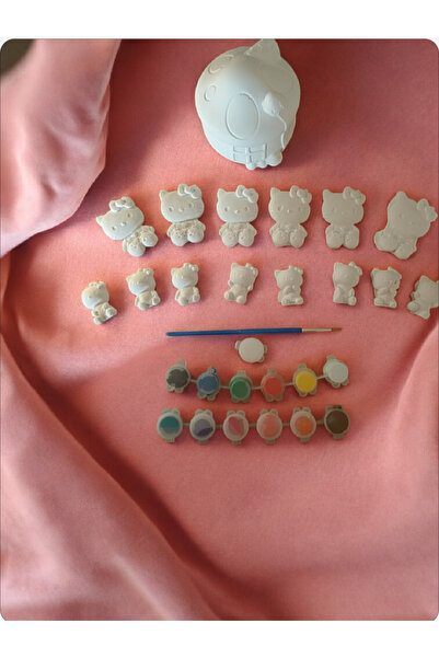 PESA Hello kittyy Taş boyama seti 12 renk akrilik 1 kalın 1 ince fırça taş ve...