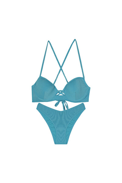 Pierre Cardin Cross Strap Shiny Textured Bikini Set