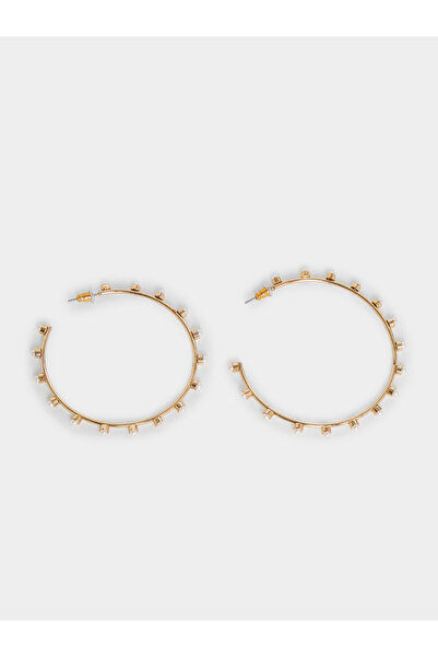 Styli Gold Tone Hoop Earrings with Pearl Accents