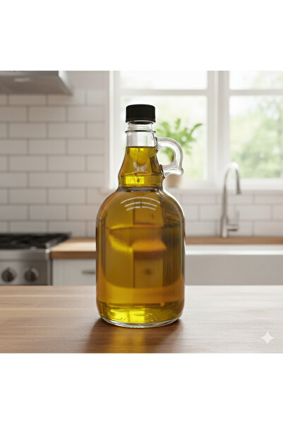 junibeliw 1 Adet BOŞ Cam Şişe Yağdanlık Zeytin Yağı Ayçiçek Yağı Siyah Kapakl...