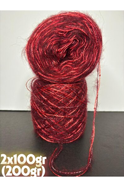 Ana&Kuzusu İplik Şarap (TÜYLÜ) orta kalınlık elit moher, Nar çiçeği kırmızı flos pul (2 kat sarım) örgü ip 200gr