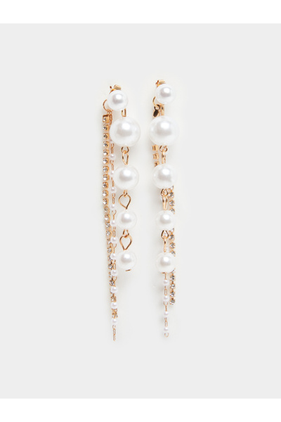 Styli Gold Tone Pearl Dangle Earrings