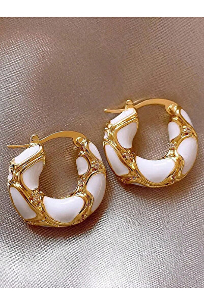 Take Two By Styli Contrast Textured Embellished Hoop Earrings