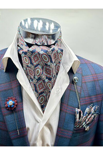 Gutiero Navy Blue Patterned Men's Scarf