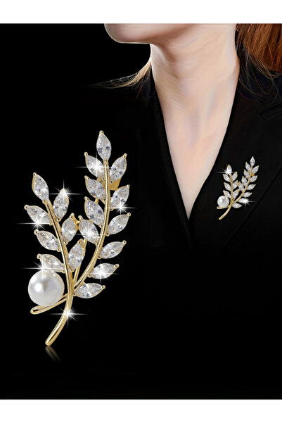 Take Two By Styli بروش من الزجاج الكريستالي واللؤلؤ الصناعي على شكل قمح