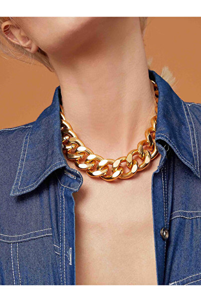 Take Two By Styli Gold Chunky Chain Link Necklace