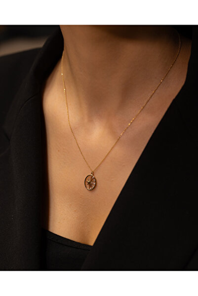 byŞANS AL 1,93 gr (GRAM) Taşlı Yuvarlak Çerçeveli Kutup Yıldızı 14 Ayar Altın...