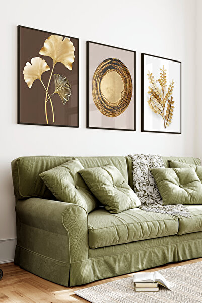 kutuTR Siyah Çerçeveli 2D UV Baskı 3’lü MDF Tablo Set – Modern Dekoratif Duva...
