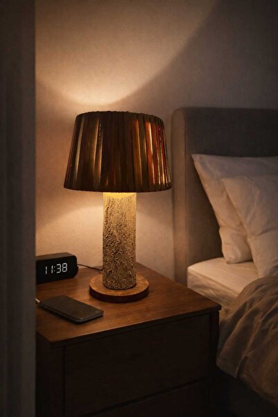 DreamMod Doğal Ahşap Abajur - Kablolu -