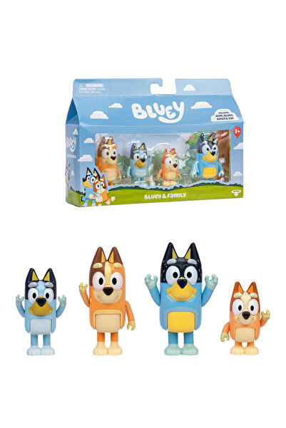 Cici Oyuncak Bluey 4'lü Figür Set - Bluey ve Ailesi Çizgi Film Oyuncak Orijinal