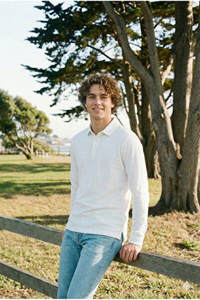 Bonbelle White Women'S/Men's Long Sleeve Polo Neck T-Shirt Tee