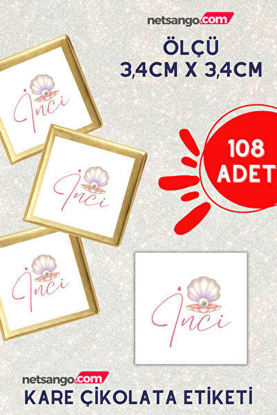 Netsan Etiket İnci İstiridye 108 Adet Madlen Çikolata Etiketi 3,4cm