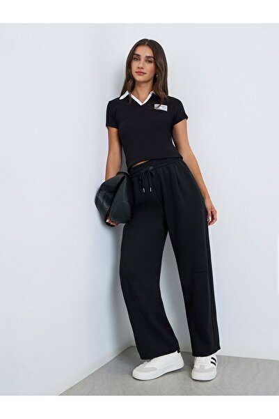 Styli Women Black High-Rise Relaxed Fit Joggers