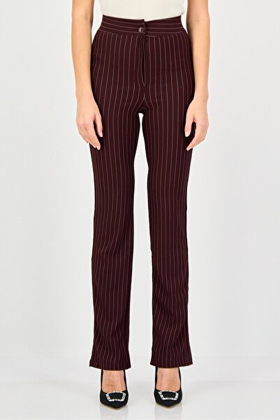 Bianco Lucci Women Regular Fit Stripe Straight Leg Pants, Multicolor