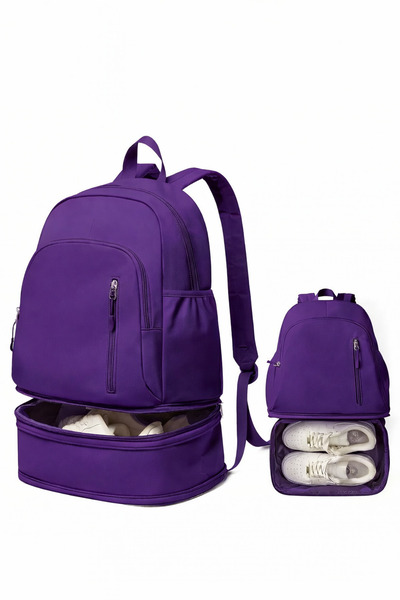 woys Mor Profesyonel Spor Sırt Çantası - Ayakkabı Bölmeli Su Geçirmez Sırt Ça...