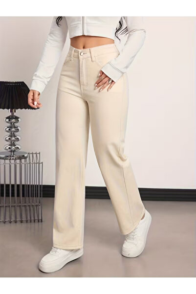 beeke Layal My Zero Max Süper Yüksek Bel Wide Leg Jeans Likralı Salaş Paça Ko...