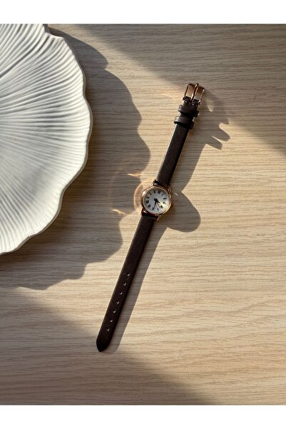 rubsey Retro Minimal Leather Cord Vintage Women Wristwatch Round Case