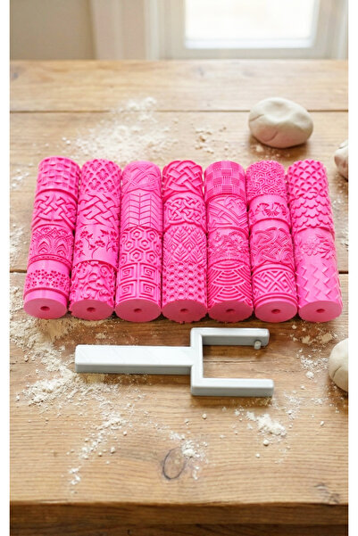 To Design Lab Desenli Merdane – Seramik, Kil Vb. İçin Doku Rulosu - 28 Adet Farklı Desen