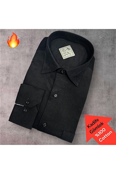 EREN STYLE Classic 100% Cotton Long Sleeve Anti-Sweat Winter Velvet Shirt (Regular Fit)