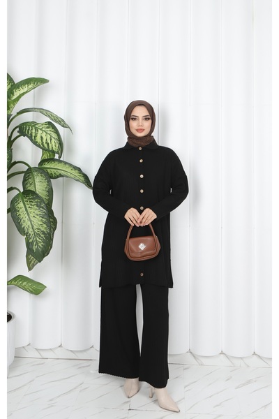 NİSUM MODA Buttoned Knitwear Trouser Suit