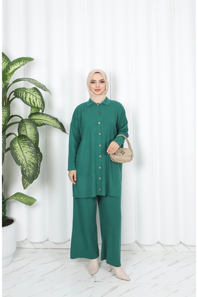 NİSUM MODA Buttoned Knitwear Trouser Suit