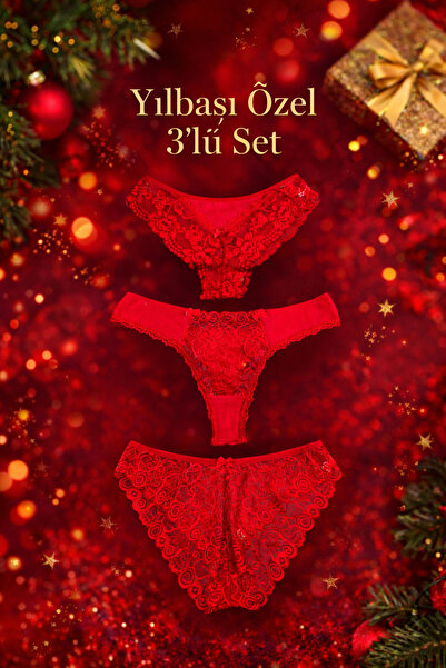 MİSSEMMA New Year's Underwear Tanga-Brazilian-Transparent 3 Pieces of Underwear