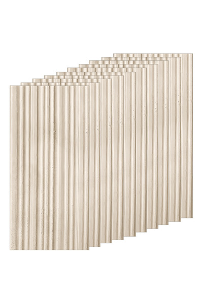 Teno Set of 10x 3D Teno® Wallpaper Panels, Striped Stone, 7.2 sqm, 120×60 cm, Cream