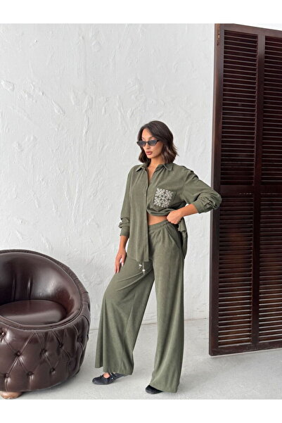 MADAMMERY Fitted Velvet Wide Leg Pants Palazzo