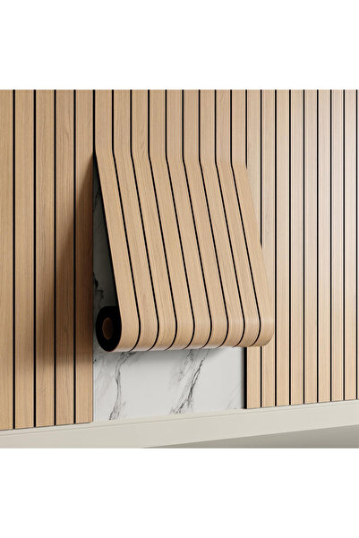 Teno 3D Teno® Wood-Pattern Panel, Self-Adhesive, 1.8 sqm, 60×300 cm, Light Brown