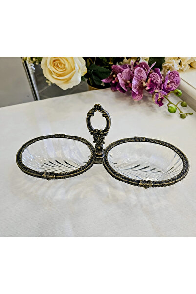 MaviDamla 1 Piece 2-Section Cast Metal Frame Cookie Plate Antique