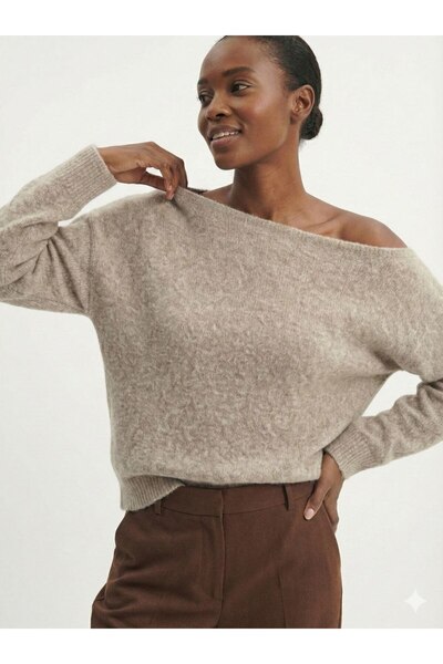 Homay سترة نسائية قصة فضفاضة بكتف واحد وياقة مفتوحة