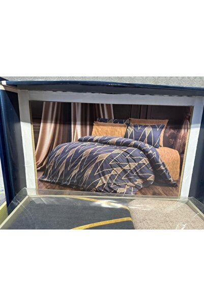 alinastore Dark Colored Geometric Patterned Double Bedding Set