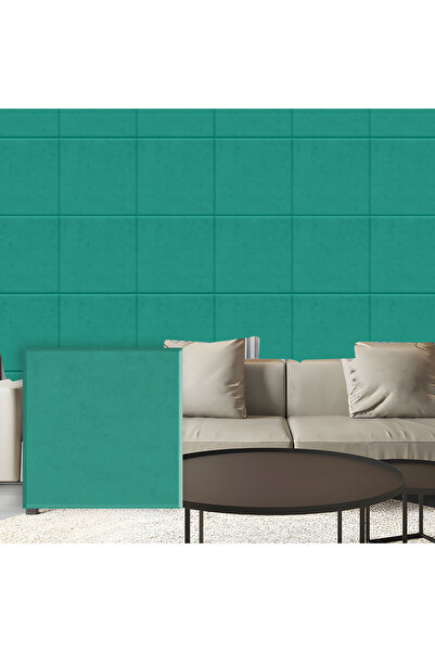 Teno Set de 2 panouri de tapet 3D Teno® cu aspect de catifea, 0,2 mp, 35×35 cm, turcoaz