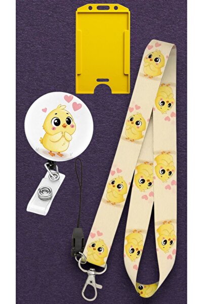 chic crazze مجموعة من 3 قطع بتصميم فرخ لطيف مع حزام للرقبة وحامل بطاقات يويو