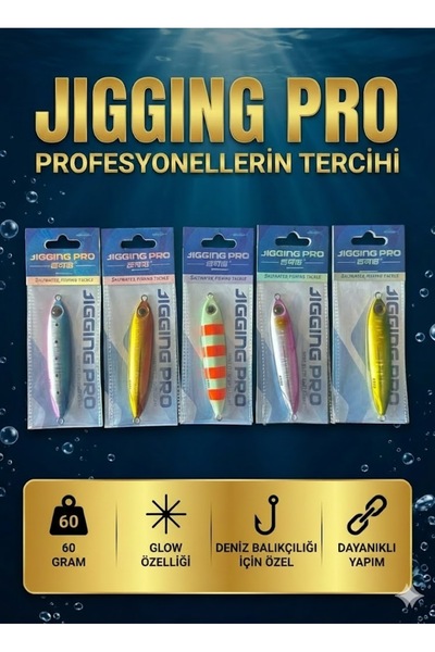 Jigging Pro 60 Gr Slow Jig Suni Balık Yemi - 5'li Avantaj Seti (Glow Özellikli)