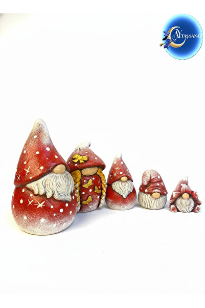El Boyaması 5'li Dekoratif Gnome Cüce Set
